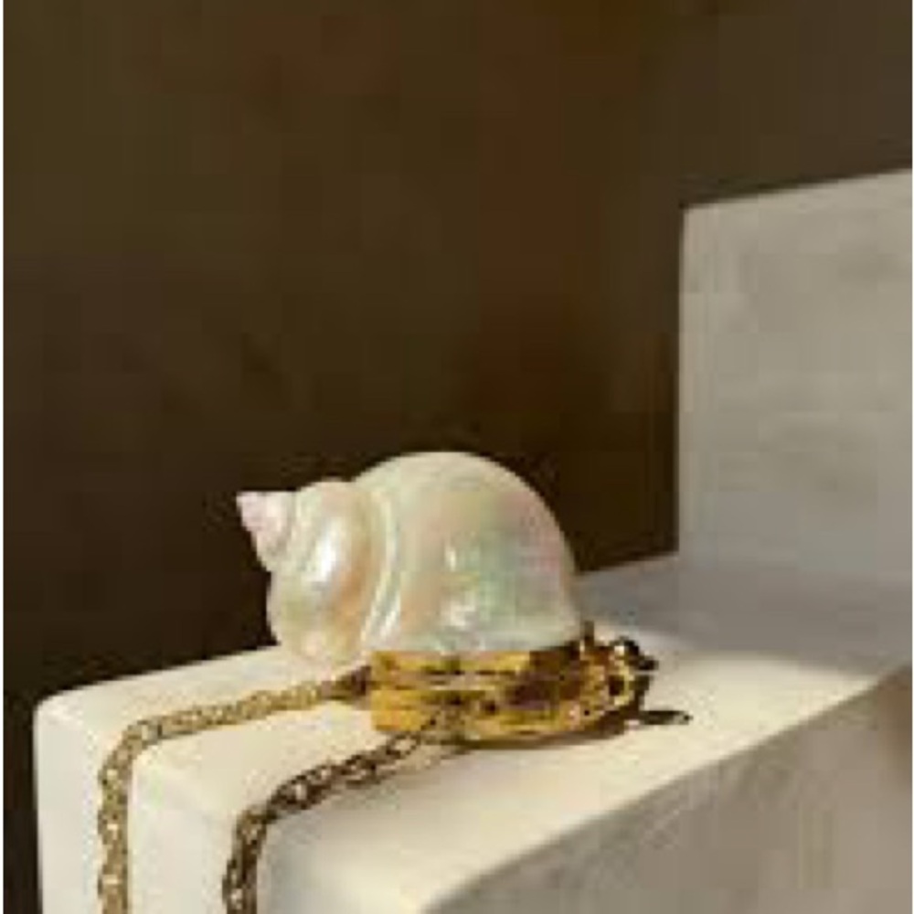 Gold and Cream Shell Clutch - Picture 10 of 16